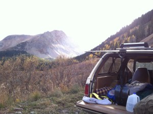 flannel lined nest in the back of Hooptie